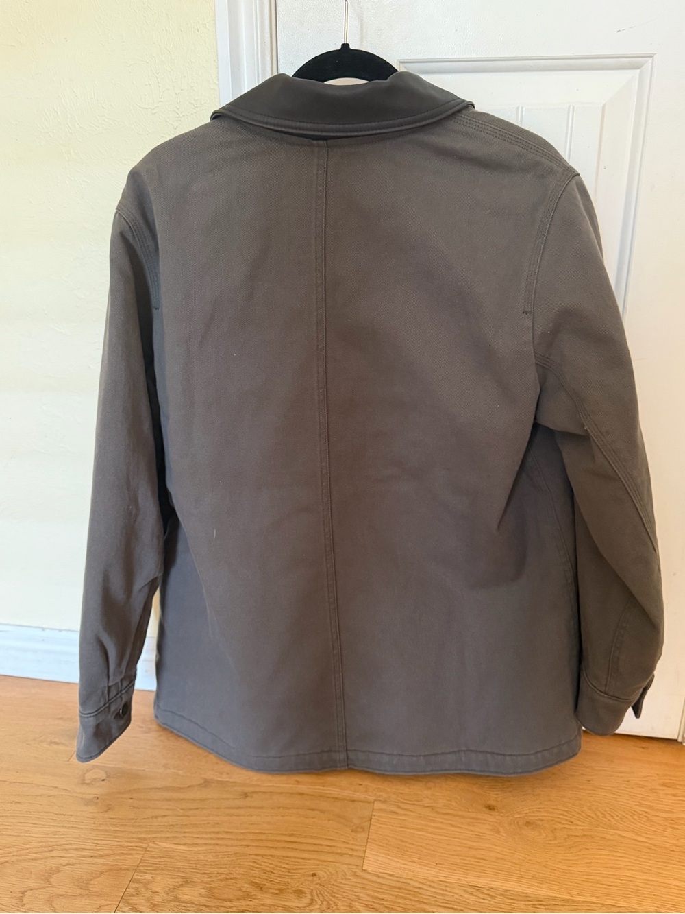 Abercrombie & Fitch Olive Green Canvas Jacket with Dark Brown Collar - Picture 7 of 7